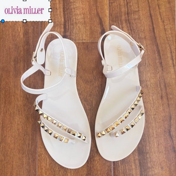 Olivia Miller Rose Gold Studded Sandal - Picture 2 of 3